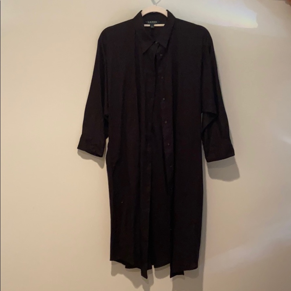 Black Linen button-up dress